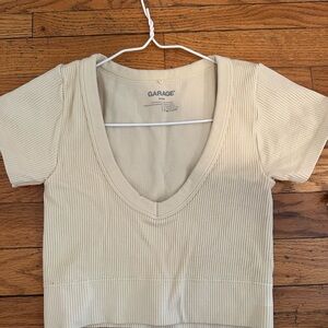 Garage Cream Ribbed Women's Top